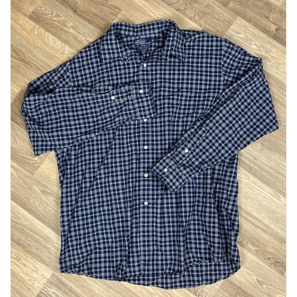 Lauren Ralph Lauren Other - Ralph Lauren Button Down Shirt Blue Plaid Lowell Sport Cotton Men’s Size XL